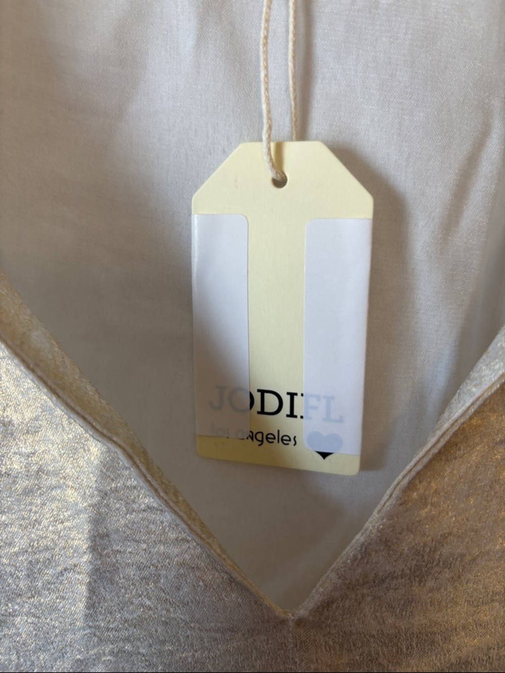 JODIFL Shimmery Gold V-Neck Blouse pit to pit 36” - Picture 8 of 10